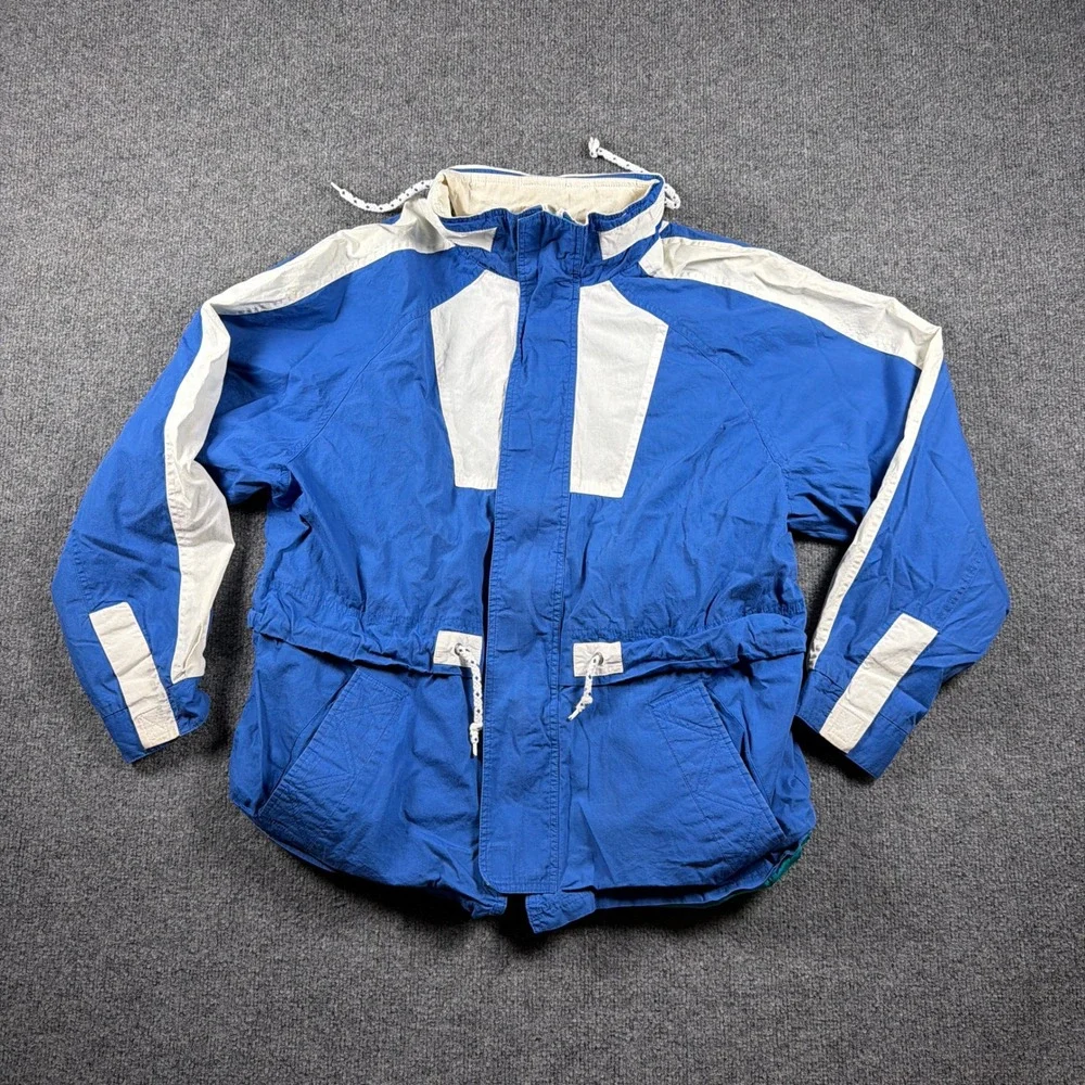 Vintage McGregor Windbreaker Jacket Mens Medium Blue White Stowaway Hood